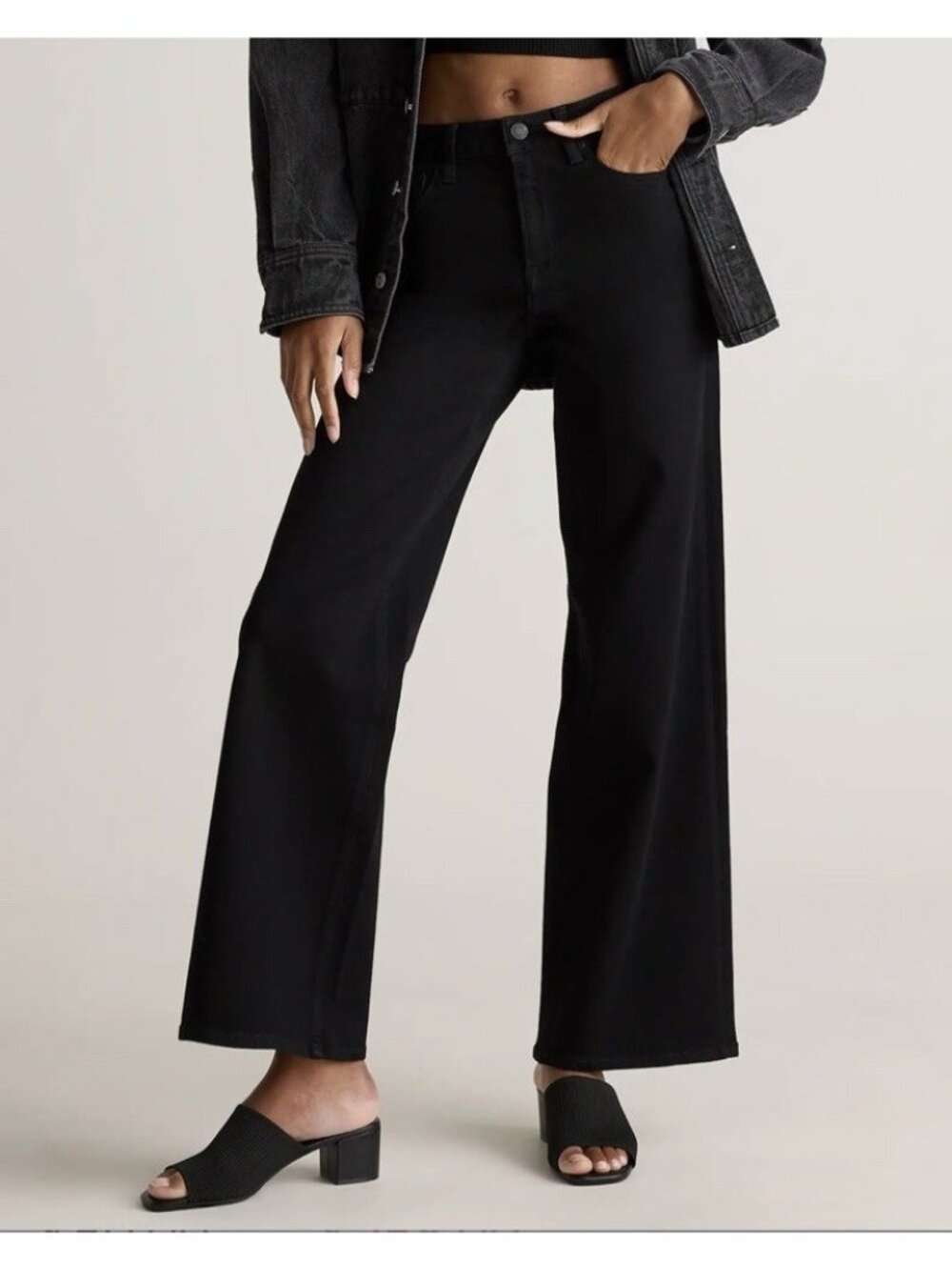 Quince Bella Stretch High Rise Wide Leg Jeans Black Size 29/30